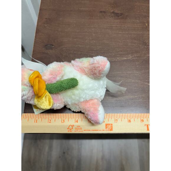 Easter Jubilee Bunny Rabbit Plush Pastel Multicolor With Flower Bouquet 6" NWT - Picture 7 of 7